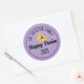 Paarse Happy Purim Hamentashen Classic Round Stick Ronde Sticker (Envelop)