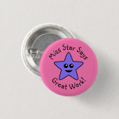 Paarse Happy Star Great Work Button (Voorkant /achterkant)