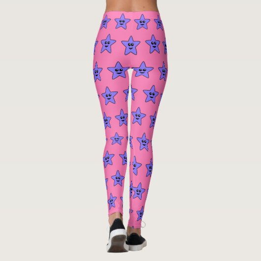 Paarse Happy Star-Leggings Leggings (Achterkant)