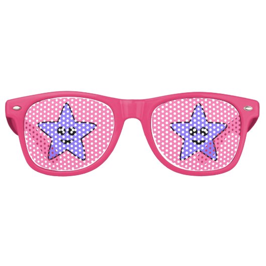 Paarse Happy Star Party Shades Retro Zonnebril (Voorkant)