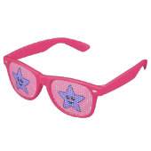 Paarse Happy Star Party Shades Retro Zonnebril (Gekanteld)