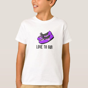 Paarse hardloopschoenen met spreuk t-shirt