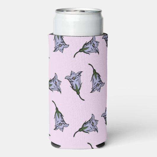 Paarse harebell bloem roze seltzer blikjeskoeler (Seltzer Achterkant)
