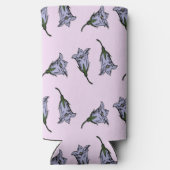 Paarse harebell bloem roze seltzer blikjeskoeler (Achterkant)