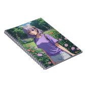 Paarse-harige Cutesy Anime Girl Notitieboek (Rechterzijde)