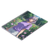 Paarse-harige Cutesy Anime Girl Notitieboek (Linkerzijde)