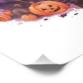 Paarse harige pompoenen & vleermuizen Foto Afdruk (Hoek)