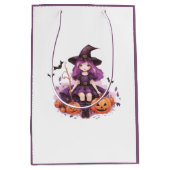  Paarse harige pompoenen & vleermuizen Medium Cadeauzakje (Voorkant)