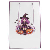  Paarse harige pompoenen & vleermuizen Medium Cadeauzakje (Achterkant)