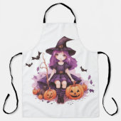 Paarse harige pompoenen & vleermuizen Schort (Voorkant)
