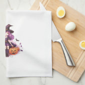  Paarse harige pompoenen & vleermuizen Theedoek (Quarter Fold)