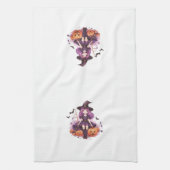  Paarse harige pompoenen & vleermuizen Theedoek (Verticaal)