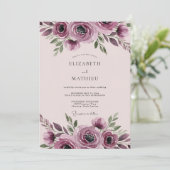 Paarse Harmonieuze Botanische Bruiloft Kaart (Staand voorkant)