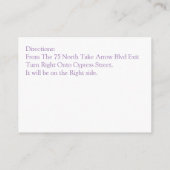 Paarse Hart Accent Receptie Insert Kaarten (Achterkant)