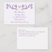 Paarse Hart Accent Receptie Insert Kaarten (Voorkant / Achterkant)