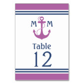 Paarse Hart Anker Nautische Tafelnummer (Voorkant)