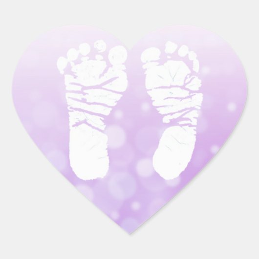 Paarse Hart Baby Footprints Stickers (Voorkant)