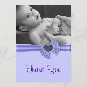 Paarse Hart Baby Foto Bedankkaart