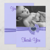 Paarse Hart Baby Foto Bedankkaart (Voorkant / Achterkant)