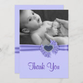 Paarse Hart Baby Foto Dank u kaart (Voorkant / Achterkant)