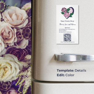 🌷Paarse hart bloeit bloemist Visitekaartje magnee Magnetisch Visitekaartje