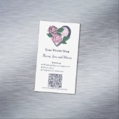 🌷Paarse hart bloeit bloemist Visitekaartje magnee Magnetisch Visitekaartje (Voorbeeld)