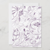 Paarse Hart Bloemen Bruiloftsinvatie Kaart (Achterkant)