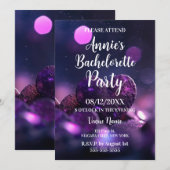 Paarse Hart Bokeh Bachelorette Party Kaart (Voorkant / Achterkant)