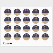 Paarse hart Bookplate Ronde Sticker (Vel)