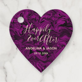 Paarse hart bruiloft bedankjes labels