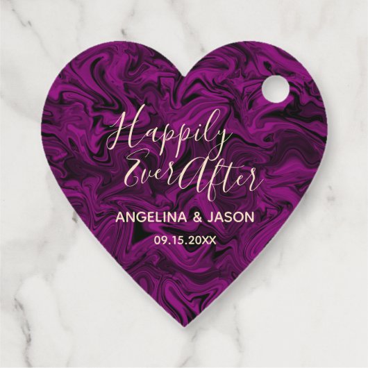 Paarse hart bruiloft bedankjes labels (Achterkant)