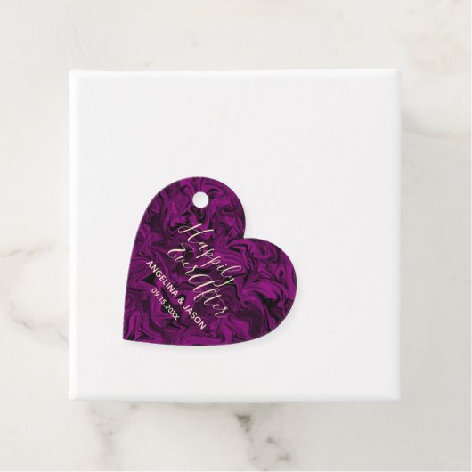 Paarse hart bruiloft bedankjes labels (In situ)