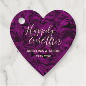 Paarse hart bruiloft bedankjes labels (Voorkant)