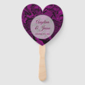 Paarse hart bruiloft programma handwaaier (Voorkant)