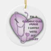 Paarse Hart Cardiac Care Nurse Keramisch Ornament (Voorkant)