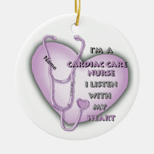 Paarse Hart Cardiac Care Nurse Keramisch Ornament