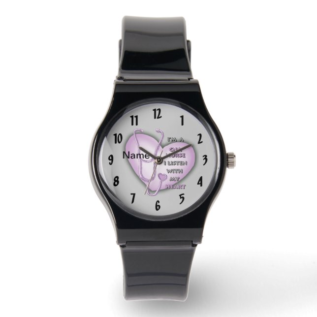Paarse Hart CNA Verpleegster Horloge (Voorkant)