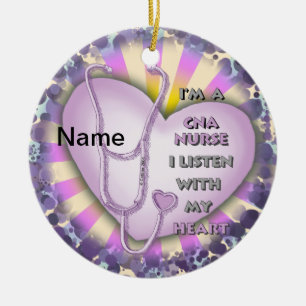 Paarse Hart CNA Verpleegster Keramisch Ornament