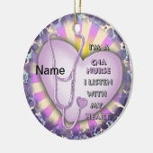 Paarse Hart CNA Verpleegster Keramisch Ornament (Links)