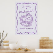 Paarse Hart Coquette Cake Vrijgezellenfeest Welkom Poster (Keuken)