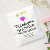 Paarse hart dank u het steunen van kleine bedrijve bedankzakje (Gezegeld)