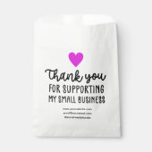 Paarse hart dank u het steunen van kleine bedrijve bedankzakje (Voorkant)