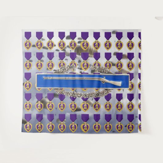 PAARSE HART- EN COMBAT-INFANTRYMAN BADGE WANDKLEED (Voorkant (horizontaal))