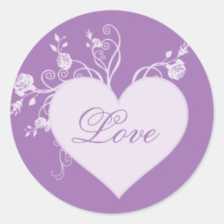 Paarse Hart en Rozen Liefde Stickers