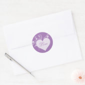Paarse Hart en Rozen Liefde Stickers (Envelop)