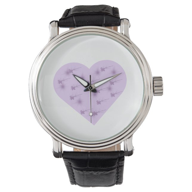 Paarse Hart Esthetische Horloge  (Voorkant)