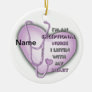 Paarse Hart exceptionele verpleegkundige Keramisch Ornament