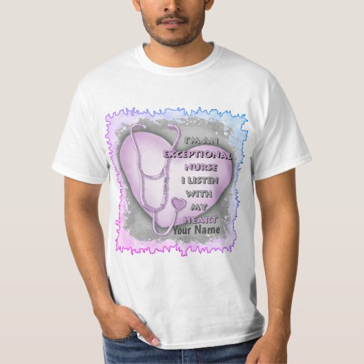 Paarse Hart exceptionele verpleegkundige T-shirt (Voorkant)