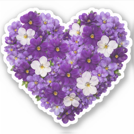 Paarse Hart Februari Geboortebloem Sticker (Voorkant)