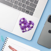 Paarse Hart Februari Geboortebloem Sticker (Laptop met iPhone)